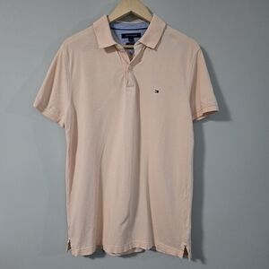 Tommy Hilfiger Men's Peach Large Slim Fit Polo Short Sleeve Shirt